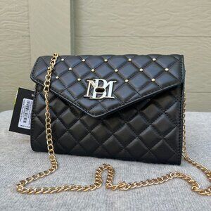 Badgley Mischka Diamond Quilt Convertible Crossbody Bag Black